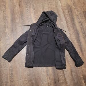 Women's Black Waterproof Hooded Raincoat